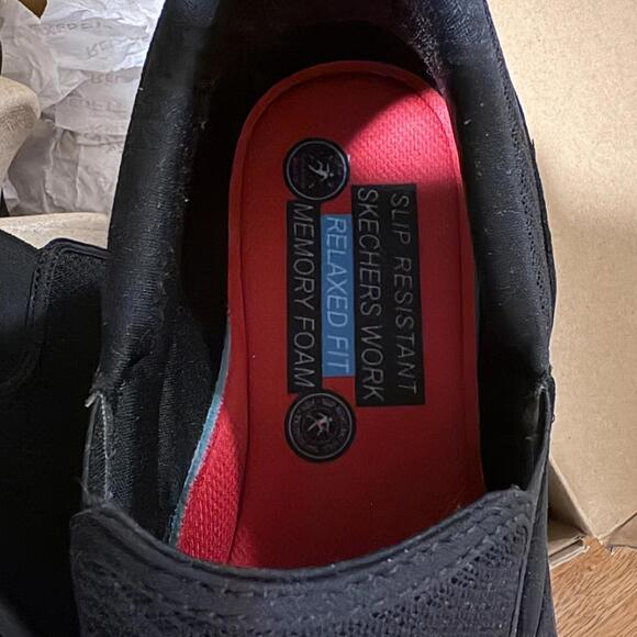 Skechers Work Mens 11 Black Slip Resistant Memory Foam Relaxed Fit Shoes NIB - Picture 6 of 7